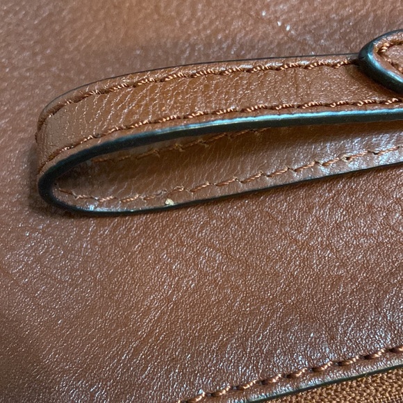 Frye Small Cognac Leather Satchel Clutch Wristlet with Handle - Picture 10 of 15